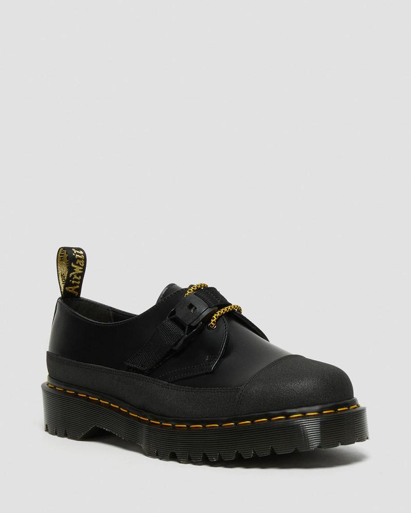 Men\'s Dr Martens 1461 Made In England Bex Tech Smooth Leather Oxfords Shoes Black | AU 593KOR